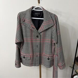 Jones New York Black and Red Checkered Blazer